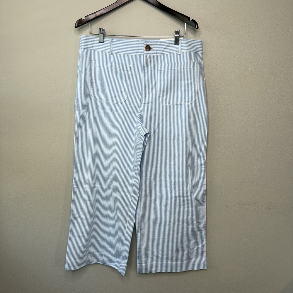 Loft Womens 12 The Palmer Wide Leg Pants Trousers Crop High Rise Beachy Coastal
